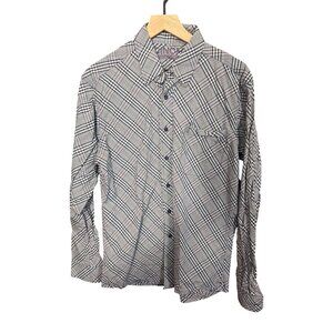 Cinch Modern Fit Mens Button-Up Plaid Shirt M 100% Cotton Long Sleeve Blue/Green
